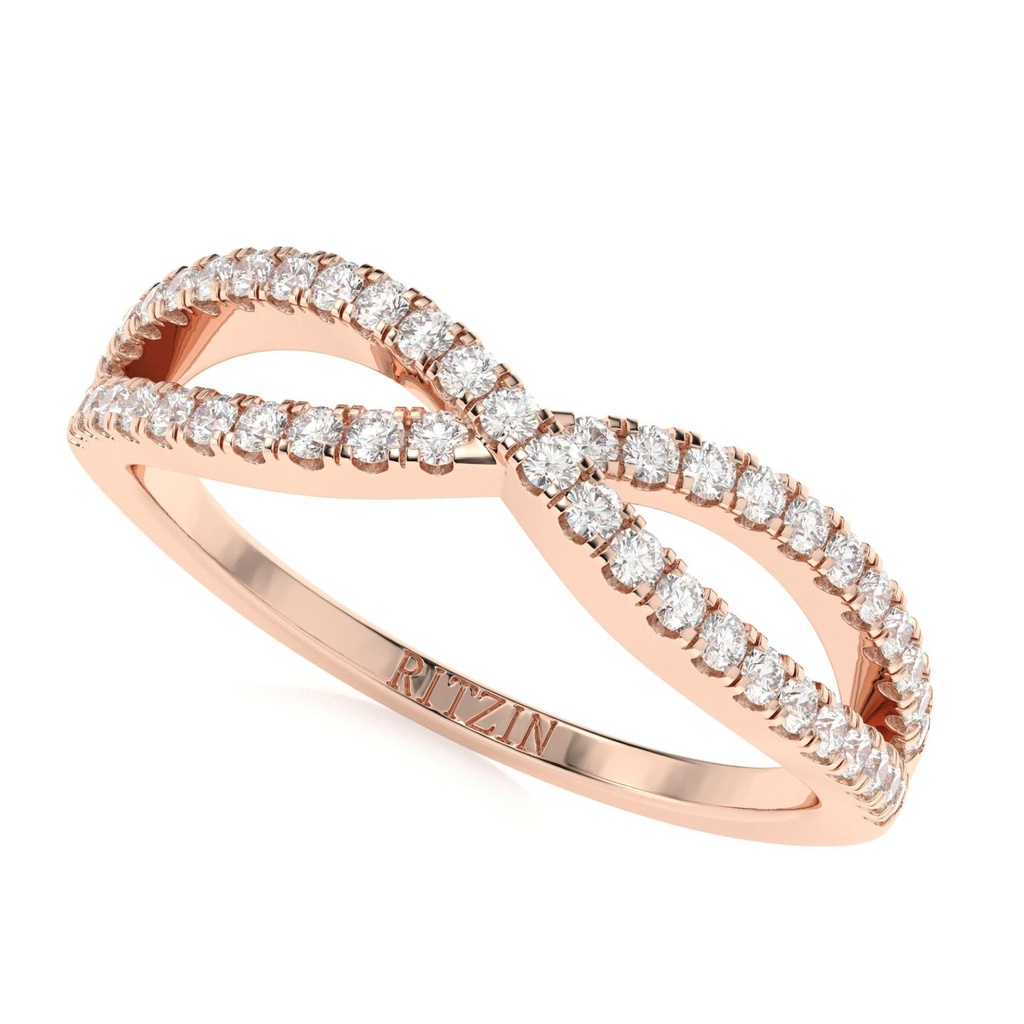 Round Diamond Twisted Band For Women
