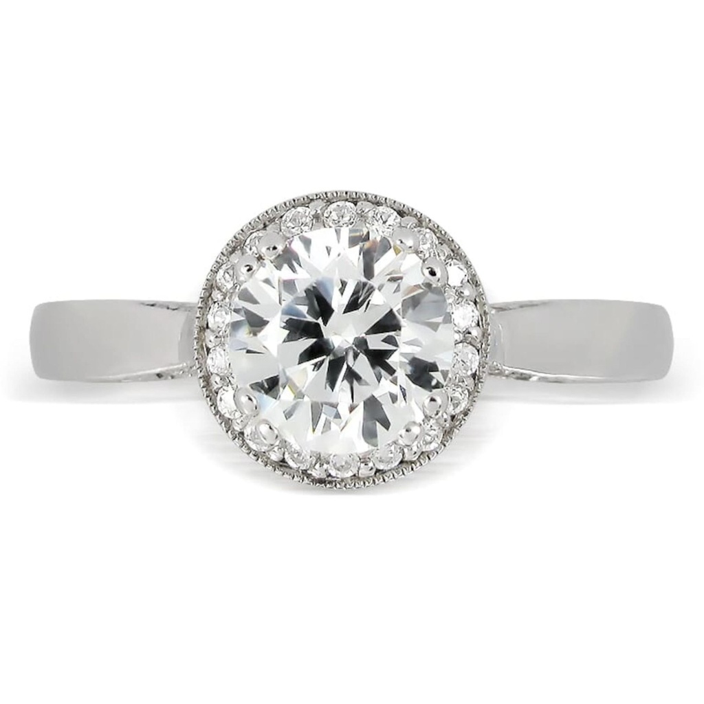 Round Cut Diamond Hidden Halo Engagement Ring For Women