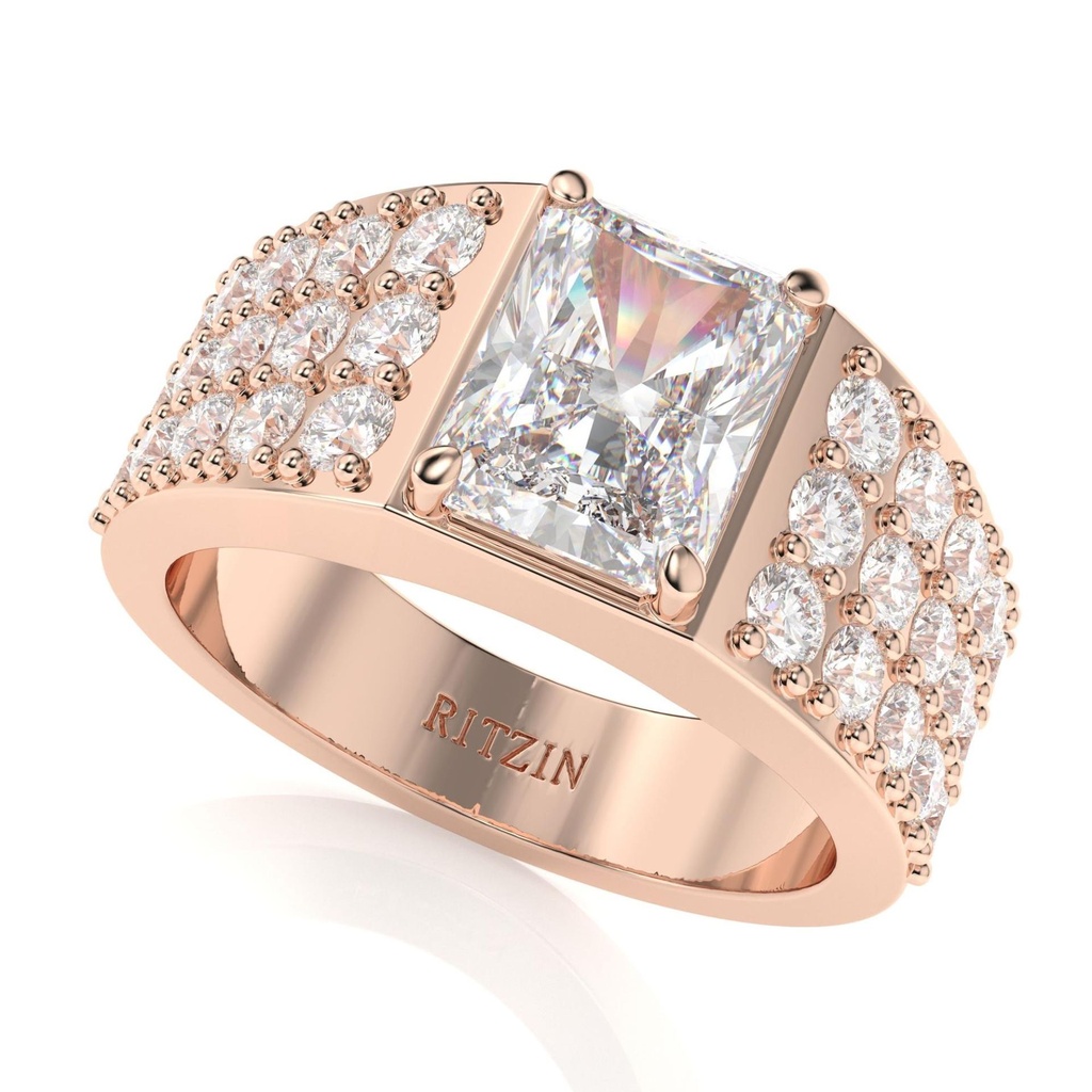 2.00 CT Radiant Cut Eco-Friendly Diamond Men's Ring With Accents Set