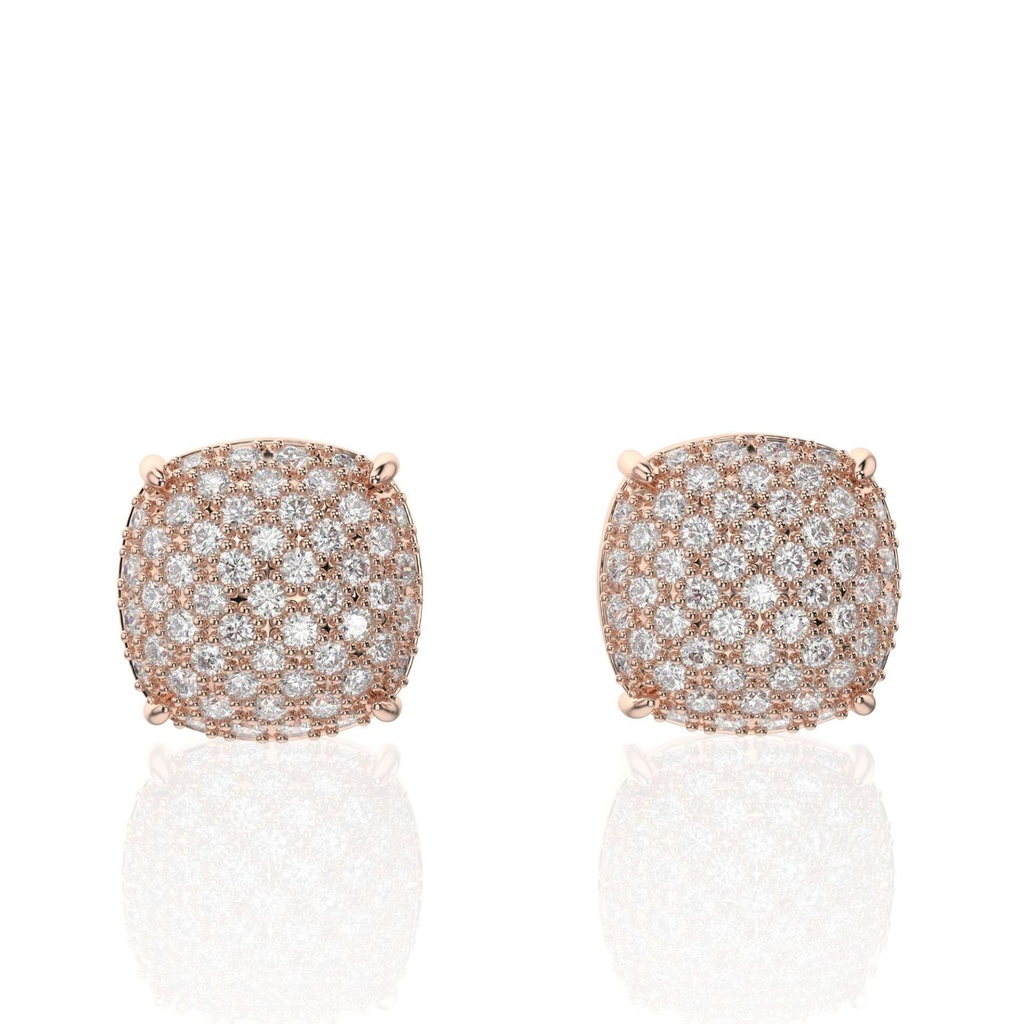 Round Cut Yellow Gold Fancy Stud Earrings for Women