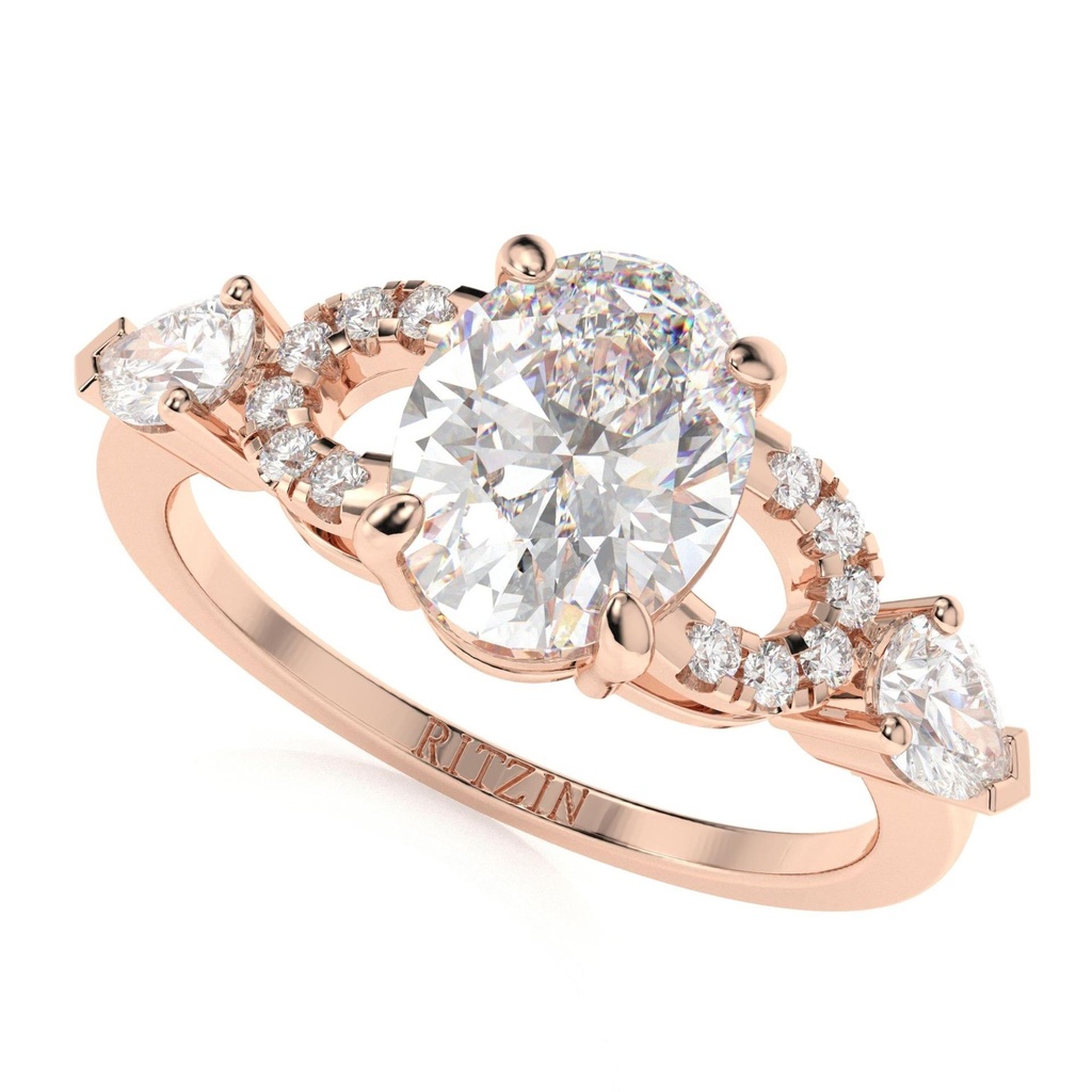 Oval Cut  Bridal Ring Solid Engagement Ring  Cluster Wedding Ring For Woman Anniversary Ring