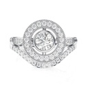Art Deco  Engagement Ring Set - Halo Design with Curved  Wedding Band - Perfect for Promise and Anniversary Gifts For Her