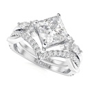 Princess Cut  Engagement Ring Set Unique Twisted Wedding Band Rose Gold Art Deco Wedding Ring Set Vintage Bridal Set