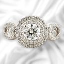 Round Cut Diamond Halo Split Shank Anniversary Ring for Women