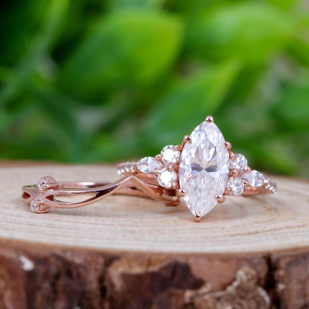 Marquise Diamond Unique Style Bridal Set For Women