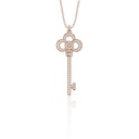 Round Diamond Key Shape Necklace For Women