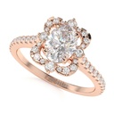 Floral  Engagement Ring Halo Vintage Engagement Ring Rose Gold Women Diamond Pave Claw Prongs Unique Wedding Ring Anniversary Gift