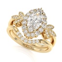 Vintage Marquise Cut  Engagement Ring Set Halo Diamond Bridal Set Unique Flower Rose Gold Vine Leaf Art Deco Ring Anniversary Gift