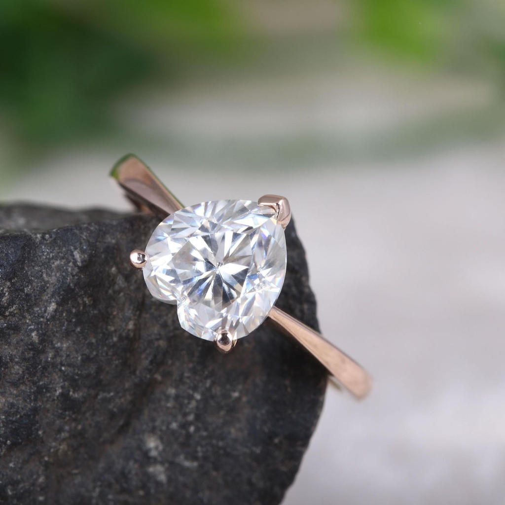 Heart Diamond Solitaire Engagement Ring for Women