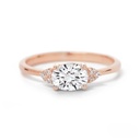 Oval-Cu Diamond Engagement Ring,14k Solid Gold,Dainty Diamond Proposal Ring,East to West  Wedding Ring,Minimalist Ring for Bride