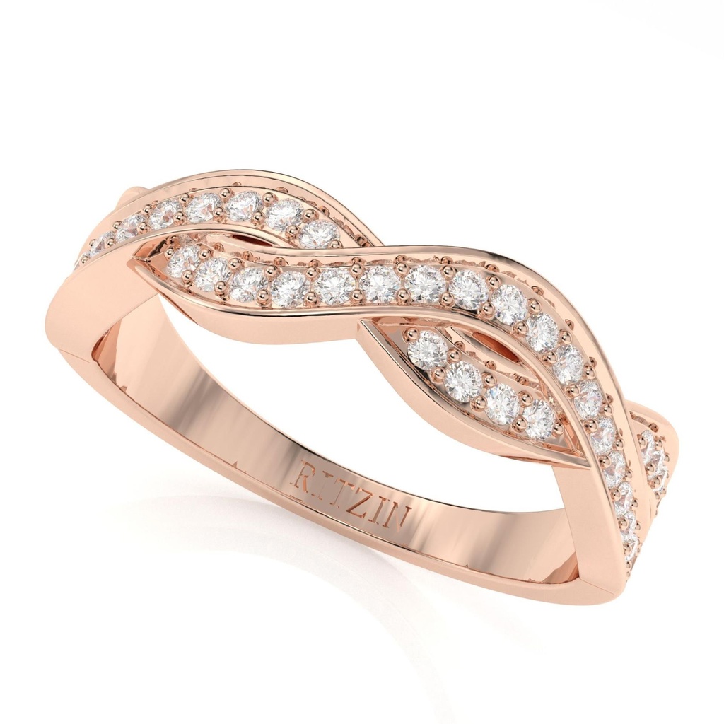 Colorless Round  Wedding Band  Infinity Twisted Band  Half Eternity Stacking Band