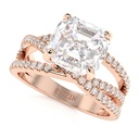  Asscher Cut Lab Grown Diamond Ring Diamond Ring Cross Pave Engagement Ring Wedding Ring for Her