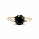  Round Cut Three Stone Black And White Diamond Engagement Ring