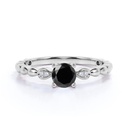 Round Shaped 5 Stone Black And White Diamond Ring for Women