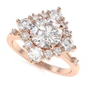 Round Lab Grown Diamond Solitaire Ring, Round Brilliant Cut  Cluster Halo Diamond Ring, Wedding Ring For Her ,Anniversary Gift Ring