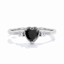 Heart Shape 3 Stone Prong Setting Black and White Diamond 