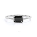  Emerald Cut Prong Setting Black Diamond Engagement Ring In White Gold