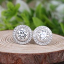  Round Cut Diamond Halo Stud Earring For Women