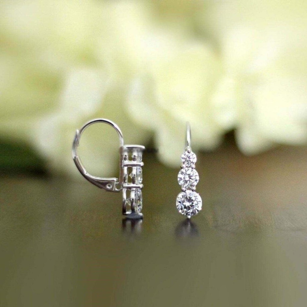  Round Cut Diamond Drop Dangle Earrings For Women