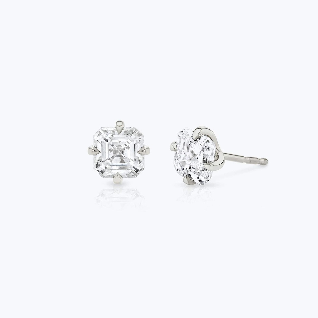 Asscher Cut Solitaire Stud Earring For Women 