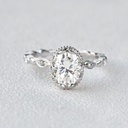 Oval Cut Diamond Solitaire With Accents Engagement Ring For Women