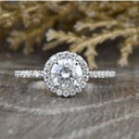 Round Cut Diamond Halo Engagement Ring For Women