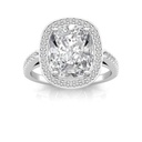  Elongated Cushion Cut Diamond Halo Engagement Ring For Women