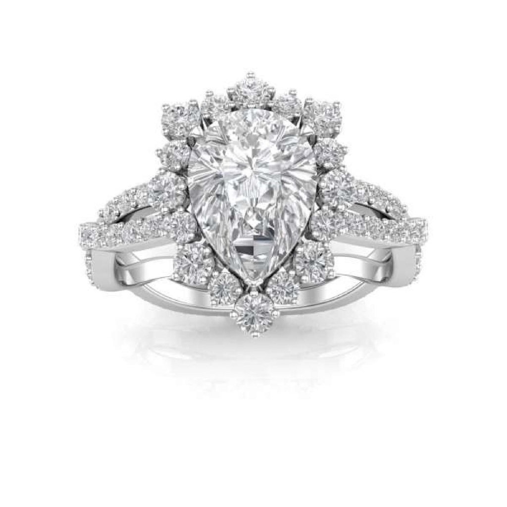 Pear Cut Diamond Twisted Anniversary Ring For Women