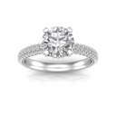 Round Cut Diamond Hidden Halo Engagement Ring for Women