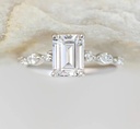 Emerald Cut Diamond Solitaire With Accents Ring For Women