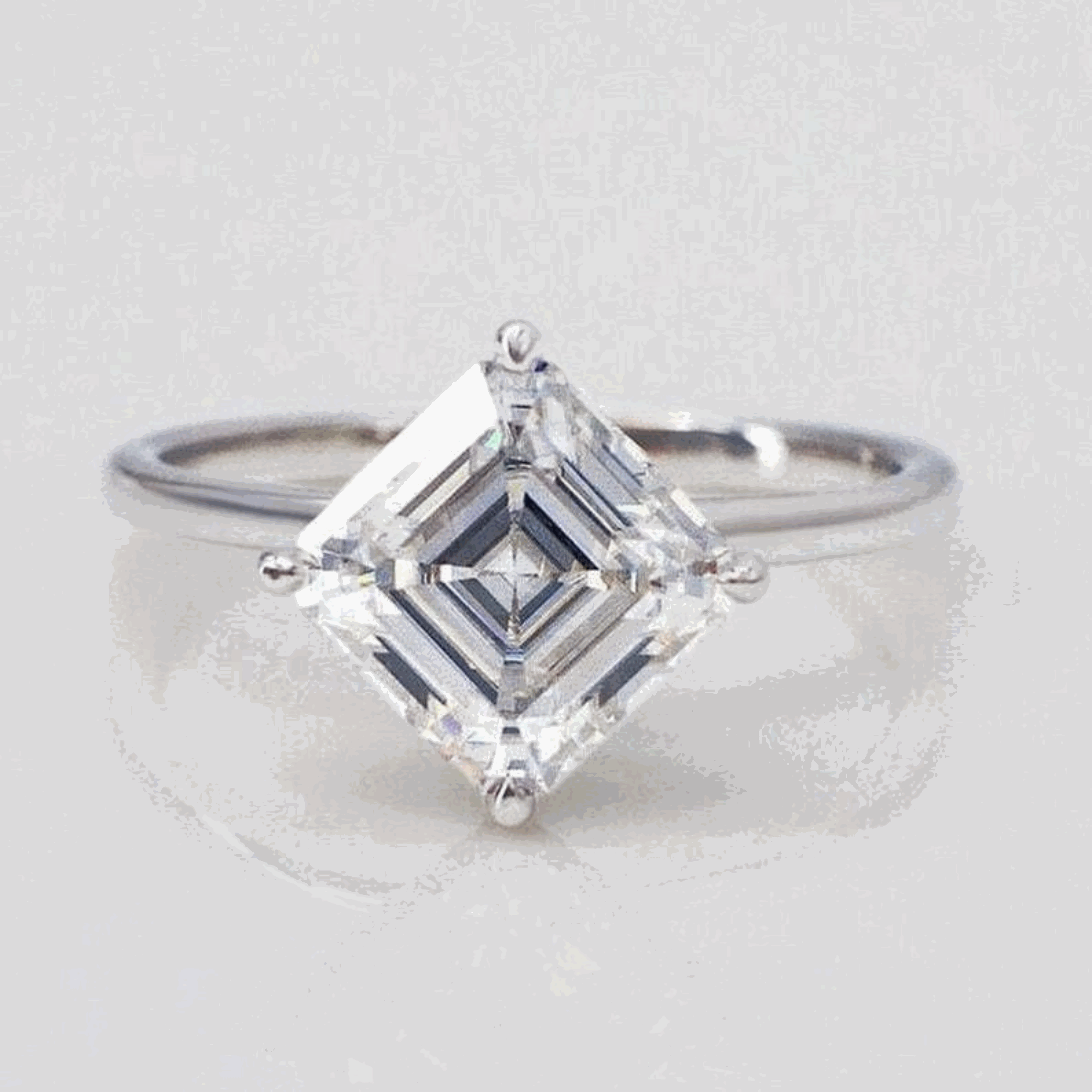  Asscher Cut Diamond Hidden Halo Engagement Ring For Women