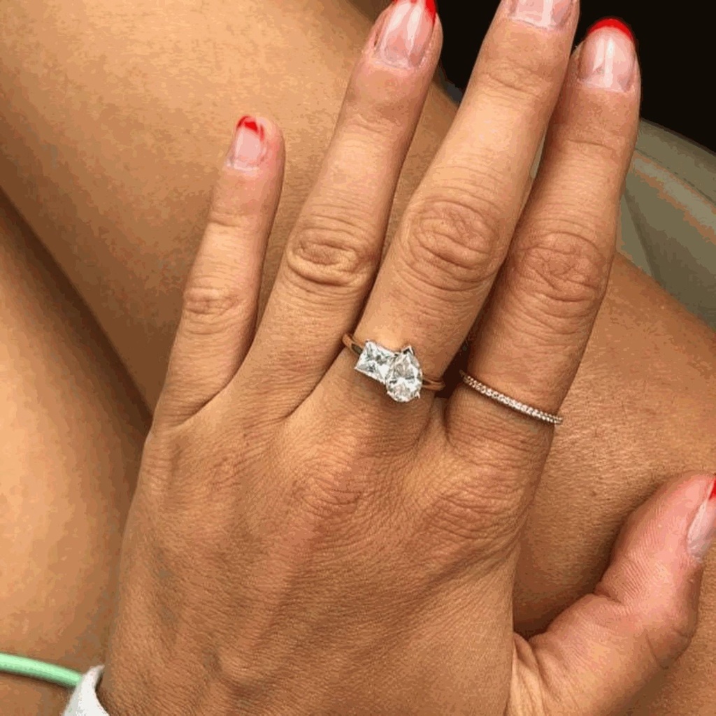 Princess And Pear Cut Diamond Toi Et Moi Stone Ring for Women