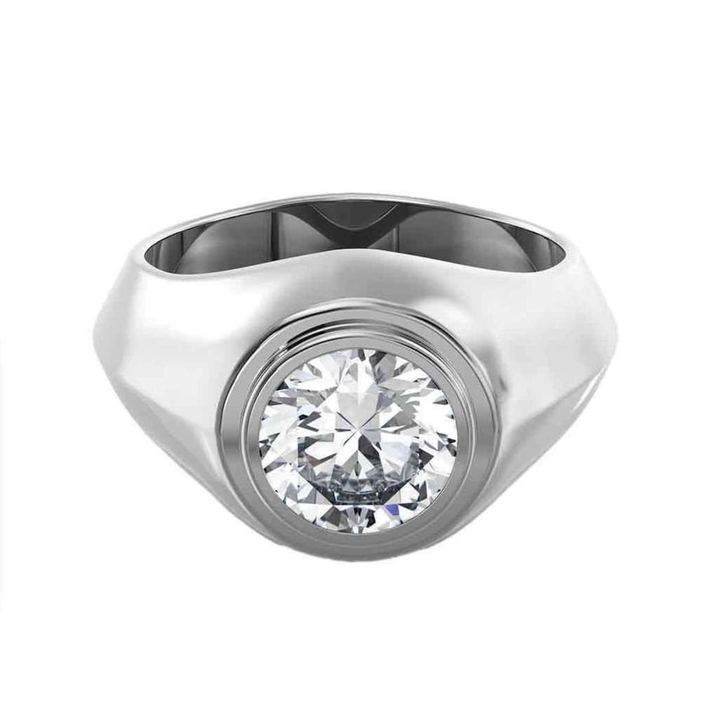 Round Cut Diamond Solitaire Engagement Ring for Men