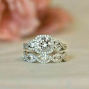 Round Cut Diamond Halo Twisted Bridal Set For Women