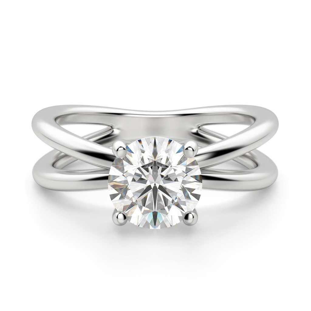 Round Cut Diamond Split Shank Anniversary Ring for Women