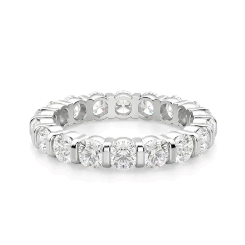 Round Cut Diamond Bar Set Full Eternity Wedding Band For Women