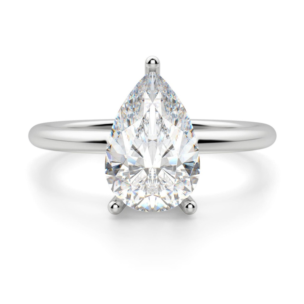 Pear Cut Diamond Set Solitaire Engagement Ring For Women