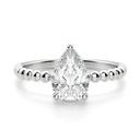 Pear Cut Diamond Beaded Solitaire Engagement Ring For Women