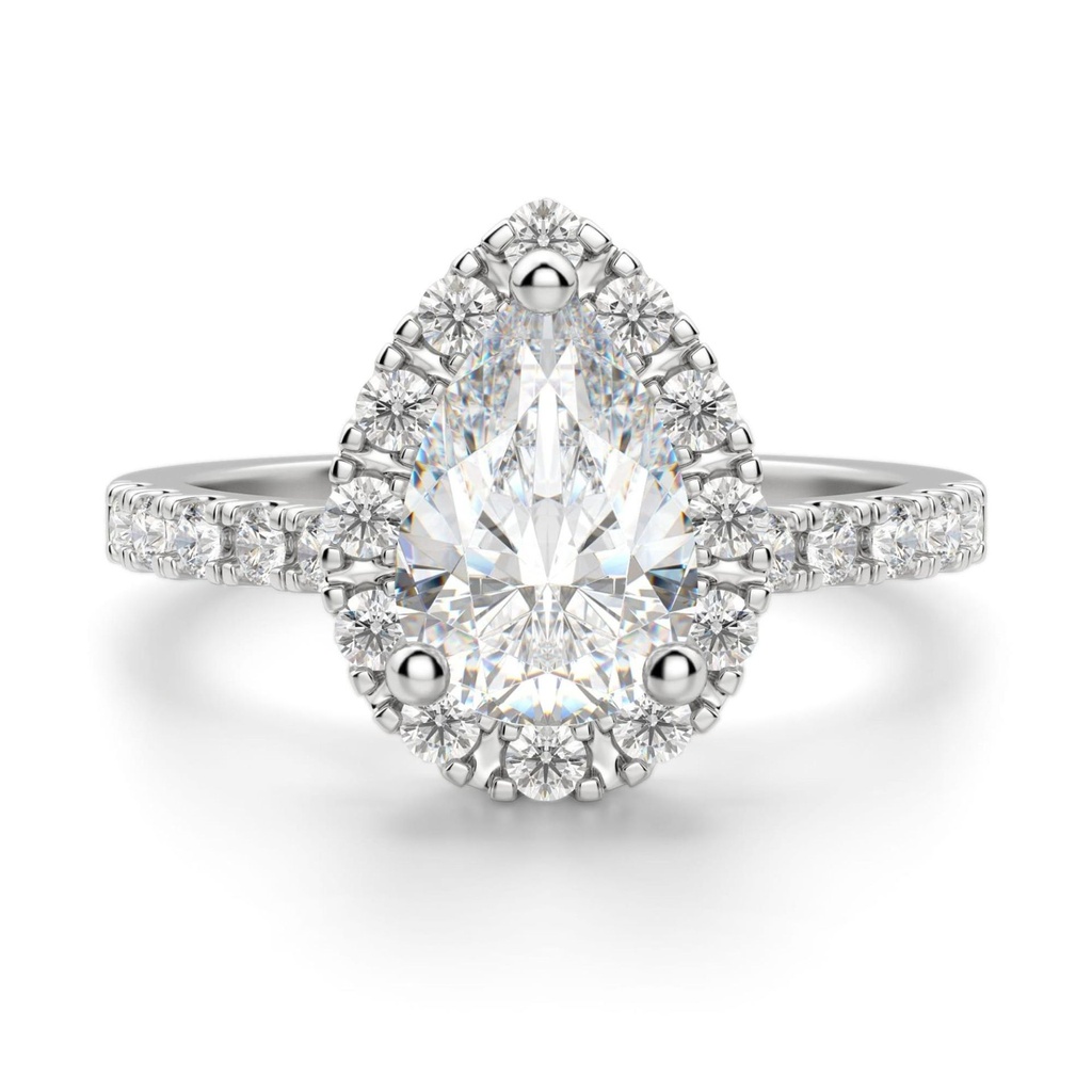 Pear Cut Diamond Halo Engagement Ring for Women