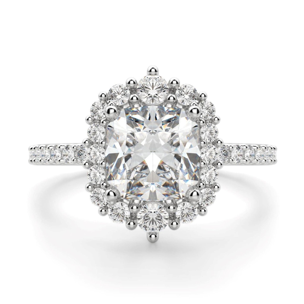 Cushion Cut Diamond Halo Engagement Ring For Women