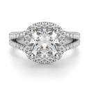Cushion Cut Diamond Halo Split Shank Anniversary Ring For Women
