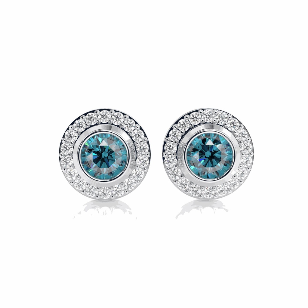  Round Cut Diamond Halo Stud Earring For Women
