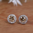  Round Cut Stone Halo Stud Earring For Women