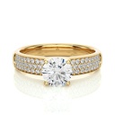 Round Cut Diamond 3 Row Engagement Ring For Women