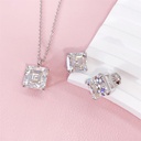  Asscher Cut Pendant With Earrings Set For Women