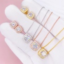 Round Cut Diamond Halo Pendant And Earrings For Women