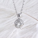  Round cut Diamond halo Necklace For Women