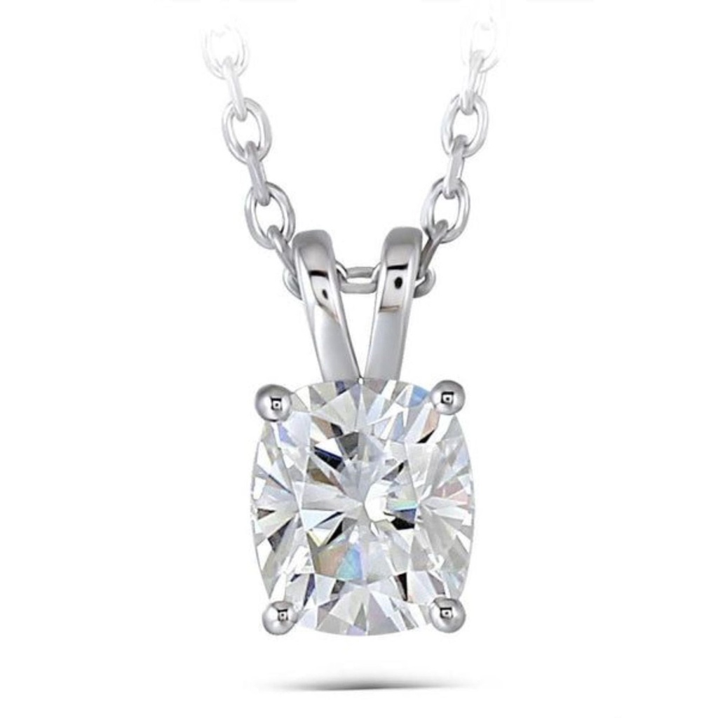 Elongated Cushion Cut Diamond Solitaire Necklace For Women