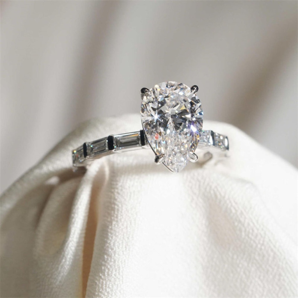 Pear Cut Diamond Hidden Halo Engagement Ring for Women