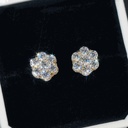 Round Cut Diamond Floral Style Hidden Halo Stud  